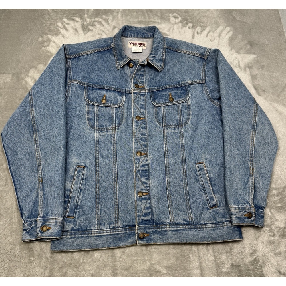 Vintage Wrangler Denim Jacket Mens Large Jean Button Trucker Western 90s Y2K